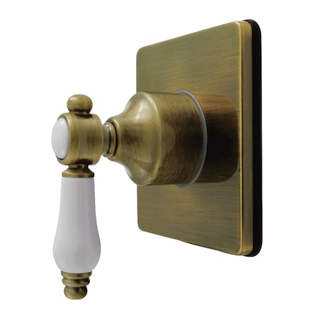 Kingston Brass Single-Handle Six-Way Diverter Valve with Square Trim Kit, Antique Brass KS4043BPL