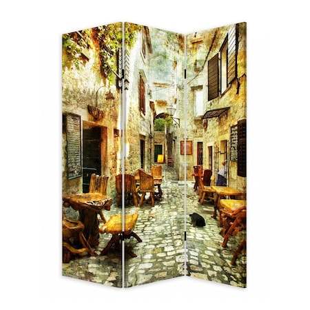 Homeroots 72" Brown Folding Three Panel Screen Room Divider 415083