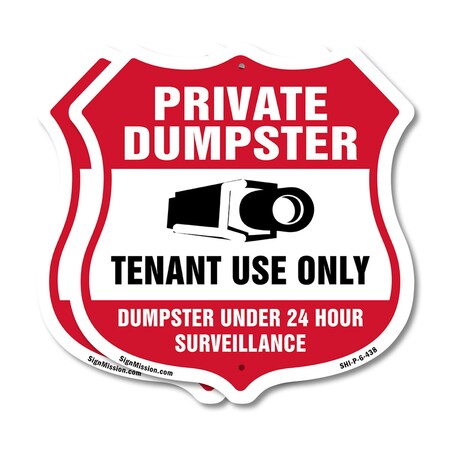Signmission Private Dumpster Shield Sign Tenant Use, 6 inch X 6 inch, Plastic Sign, 2PK SHI-P-2PACK-6-438