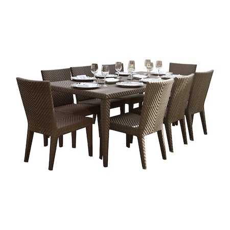 Hospitality Rattan Patio Soho 9-Piece Rectangular Dining Side Chair Set with Cushions 903-3308-JBP-9DS-CUSH
