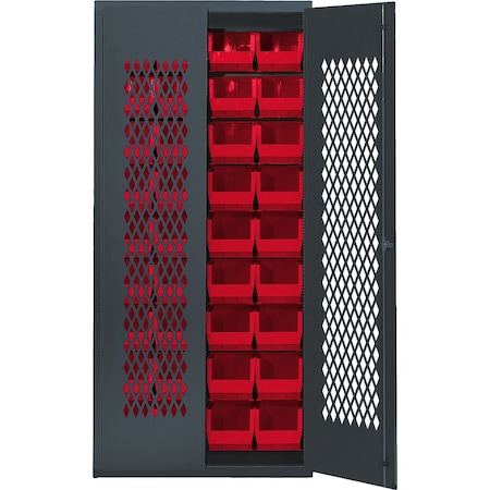 Quantum Storage Systems SPECIALTY CABINET W/36 RED BINS MESH-240RD