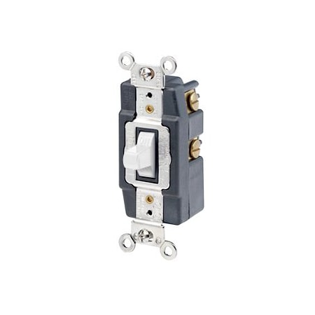 Leviton Toggle Switch, 15 Amp, 120/277 Volt, White 1256-W