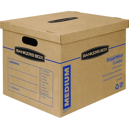 Smoothmove 14 in x 15 in x 18 in Moving Box, Kraft, Blue Printing, Kraft Corrugated Board, Double Wall, 32 ECT 7717201