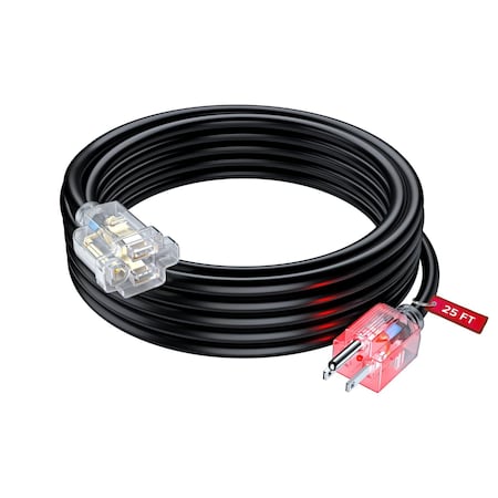 Maximm 25ft 16AWG Heavy Duty Lighted Extension Cord, ETL, Black 1OUT-EXT-BK-LITEND-25FT