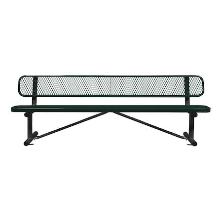 Leisure Craft Bench/Back, Surface Mount, 8ft., Blk/Grn B8WBSM-BLACK GREEN