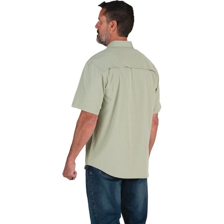 Berne Flex180 Mens XL Heathered Seagrass UPF Button Down Short Sleeve Shirt SH32HSEAR480