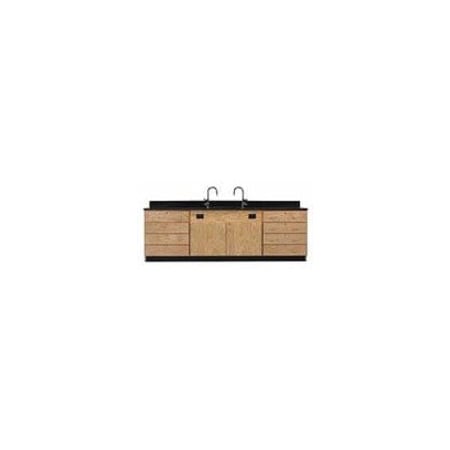 Diversified Spaces Wall Service Bench, Oak, Wood Frame, 108 in W, Red 3246K