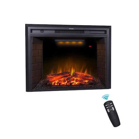 Edendirect 32.99-in W Black Wall mount LED Wall-mount Electric Fireplace with Remote Control Included ZR-EF30T