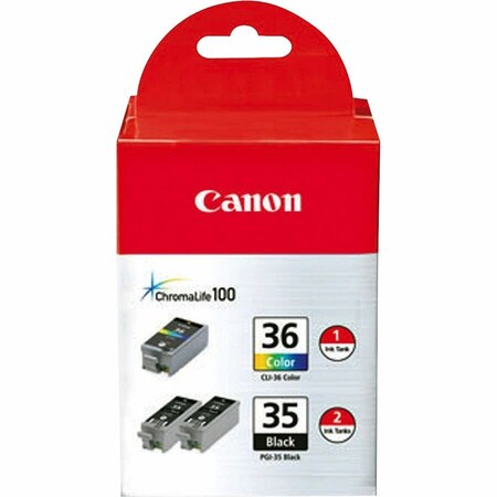 Canon Original Inkjet Ink Cartridge - Assorted, Cyan, Magenta, Yellow - Inkjet - Assorted, 3PK PGI-35CLI-36