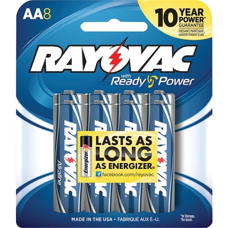 Rayovac Alkaline PDQ Tray of Carded AA Batteries 815-8CTF2
