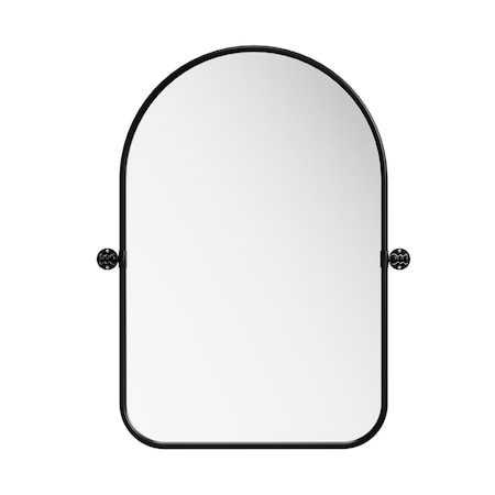 Homeroots 36" Black Metal Arch Framed Accent Mirror 691626