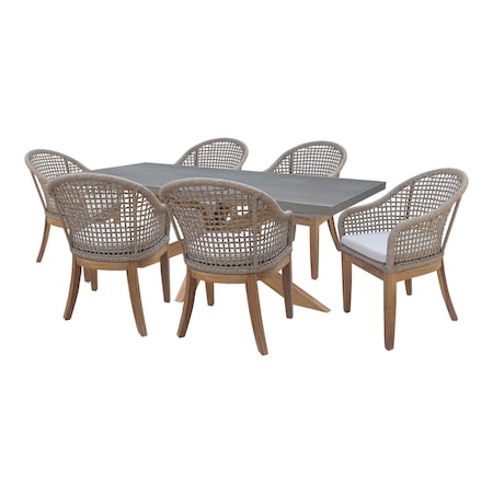 International Concepts Outdoor 7 Piece Teak Patio Furniture Set with a Table and 6 Chairs KODT-38037BG-300-3