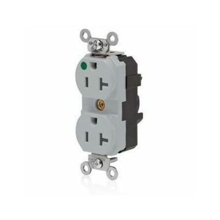 Leviton PlugsandReceptacles, 20A, 125VAC, Gry, Nylon M8300-ILG