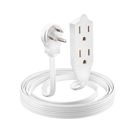 Maximm 6ft Multi-Outlet 3-Prong Angled Flat Plug Extension Cord, UL, White ADW-45-3306-W