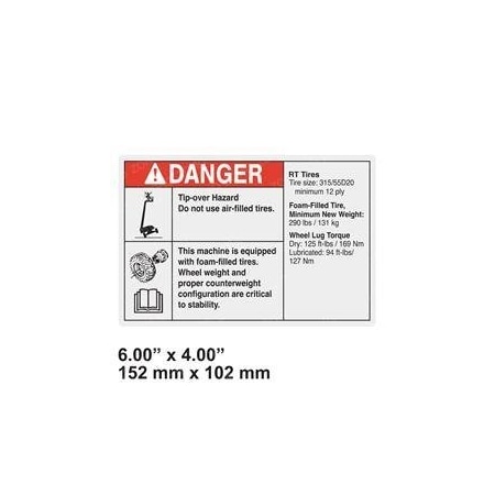 Genie REPLACEMENT DECAL, DANGER TIP OVER 219484GT