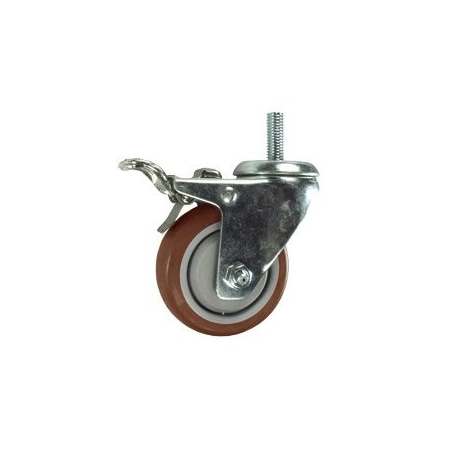 Service Caster 3 Inch SS Maroon Polyurethane 3/8 Inch Threaded Stem Caster Total Lock Brake SCC SCC-SSTSTTL20S314-PPUB-MRN-381615