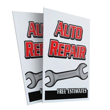 Signmission Auto Repair Free Estimates, Plastic Signs Only 24 Inch x 36 Inch, Corrugated Plastic, 2PK CSB-2436-2PACK-AutoRepairFreeEstimates