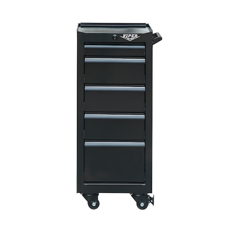 Viper Tool Storage 16-Inch 5-Drawer 18G Steel Rolling Tool/Salon Cart, Black V1605BLR