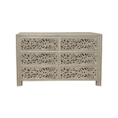 Homeroots 57" Gray Solid Wood Six Drawer Dresser 569588