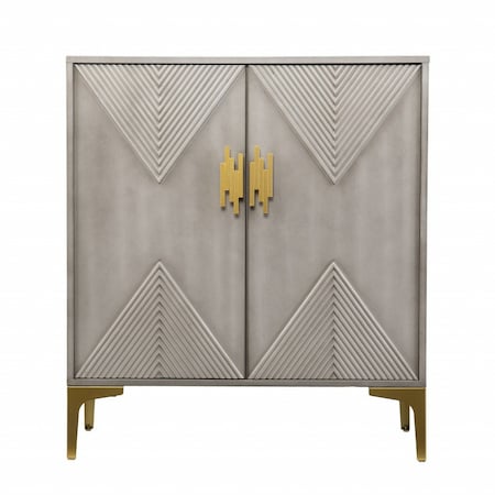 Homeroots 32in Gray Solid Wood Sideboard with Two Doors 401698