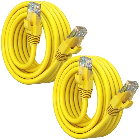Maximm Cat6 Ethernet Cable 8ft 10Gbps 550MHz UTP, 2PK, Yellow, 2PK CAT6-CCA-8FTYEL-2PK