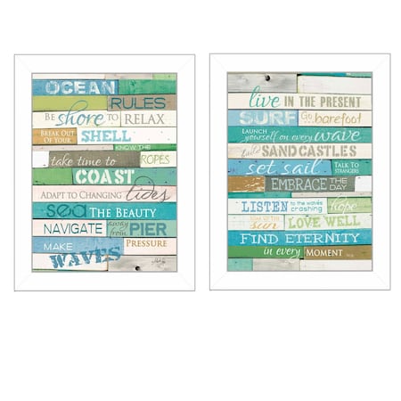 Set Of Two Live in The Present 2 White Framed Print Wall Art, 2PK