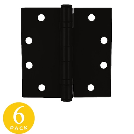 Global Door Controls 4.5 in. x 4.5 in. Commercial Full Mortise Square Corner Door Hinge with Fixed Pin - Pack of 6 CP4545BB-US19