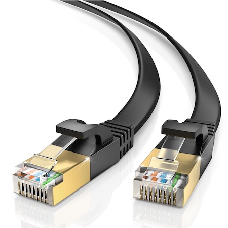 Maximm 20ft Cat7 Flat Ethernet Cable 10Gbps 600MHz, Black CAT7FLAT-20FTBK-1PK