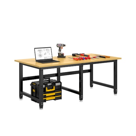 4Dock 72 in. W x 36 in. D 6-Leg Heavy Duty Workbench with Rubber Wood Tabletop WB601-7236-RB