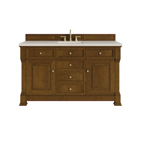 James Martin Vanities Brookfield 60" Single Vanity, Honey Oak, w/ 3 CM Siberian Silestone Top w/FreePower Wireless Charger 547-V60S-HNO-FSFR