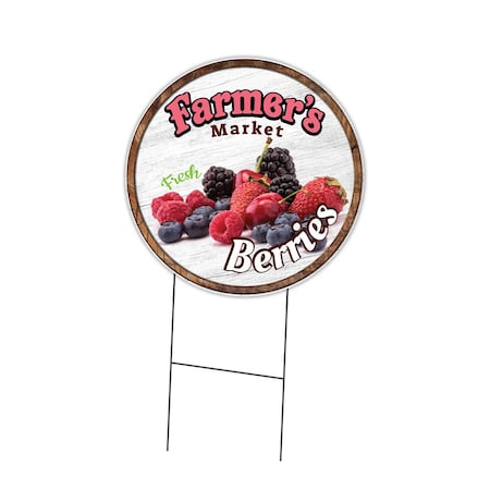 Signmission Farmers Market Berries Double Sided Corrugated Plastic Circle Yard Sign, C-16-CIR-DS-WS-Berries C-16-CIR-DS-WS-Berries