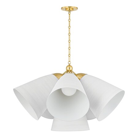 Hudson Valley Lighting Becki Owens X Bronson 5 Light Chandelier 37.5 In. Aged Brass/White Plaster BKO1502-AGB/WP