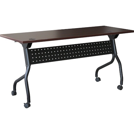 Lorell Rectangle Lorell Mahogany Flip Top Training Table, 23.6 W, 48 L, 29.5 H, Melamine Top, Mahogany LLR59518