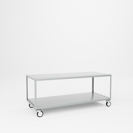 Pucel Two Shelf Mobile Table, 72 in W x 30 in H x 30 in D, Gray MT-3072-2P