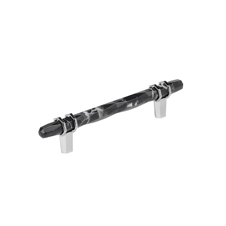 Amerock Carrione 5-1/16 inch 128mm Center-to-Center Marble Black/Polished Chrome Cabinet Pull BP36649MBK26