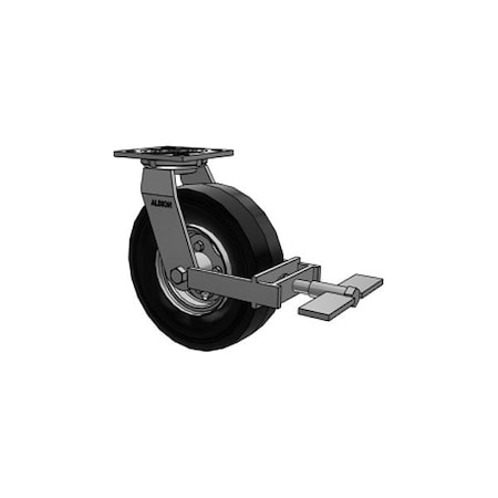 Albion 8" X 2-1/2" Rubber Pneumatic Swivel Caster, Face Contact Brake, Loads Up To 220 lb 16SF08427SF