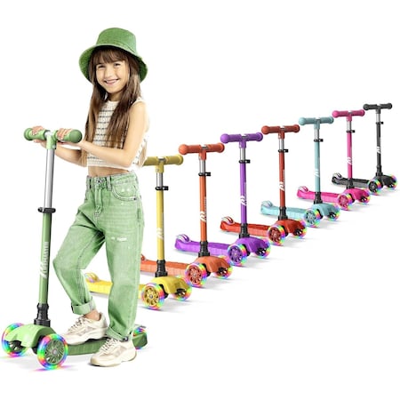 Lifemaster 3-Wheel Kids Scooter, LED Light-Up Wheels, Adjustable Handlebar, Indoor and Outdoor Fun LIFSCNGRN2