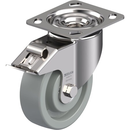 Blickle Swivel Plate Caster, Gray Nylon, 5", Brake LKX-SPOG 125XK-14-FI
