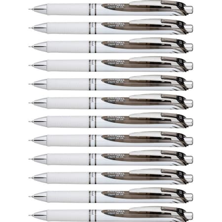 Energel Pearl Liquid Gel Pens - 0.5 mm Fine Needle Pen Point - Refillable - Retractable - Black Ink, 12PK BLN75PW-A