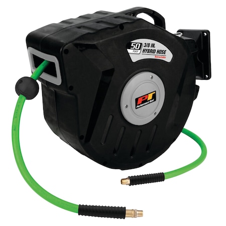 Performance Tool 50 ft. Air Hose Reel, Retractable Reel, Hybrid Hose, 300 PSI M613