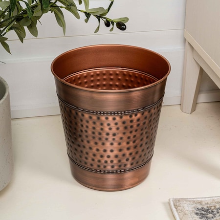 Happimess Riley Modern Classic Hammered Steel Accent 2-Gallon Wastebasket, Antique Copper HPM1111B