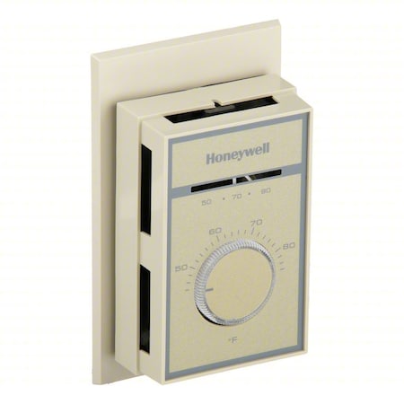Honeywell Line Voltage Mechanical Thermostat, Heat or Cool, 44to 86F, Exposed Dial, 120 to 277V AC, 1C, 1H T651A3018/U