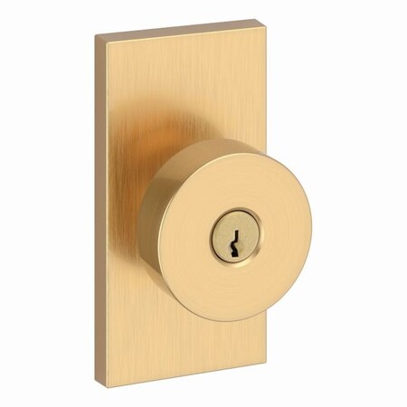 Baldwin Entry Contemporary Knob and Contemporary 5in Rose with 6AL Latch and Dual Strike Lifetime Satin ENCONCFR044