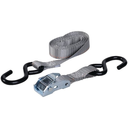 Keeper Tie-Down, 1 in W, 6 ft L, Polyester, Gray, 400 lb, S-Hook End Fitting 05715