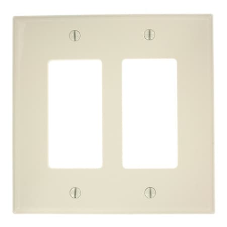 Leviton Decora Wallplate, Midway Size, Gang 2, Light Almond PJ262-T