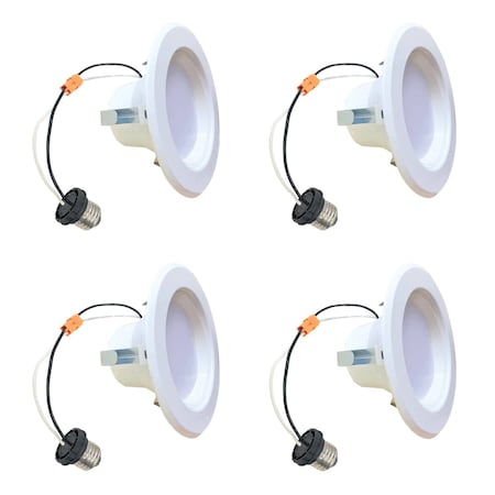 Bulbrite 9w 60w Equivelant 4 in. Downlight Retrofit LED Light Bulb Medium Base (E26) White Round 3000K, 4PK 861493
