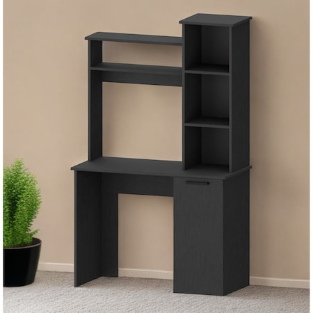 Homeroots 39" Black Computer Desk With Hutch 530194