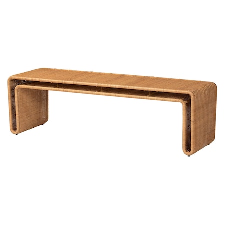 Bali & Pari Nevada Bohemian Light Honey Rattan Accent Bench 258-14165-ZORO