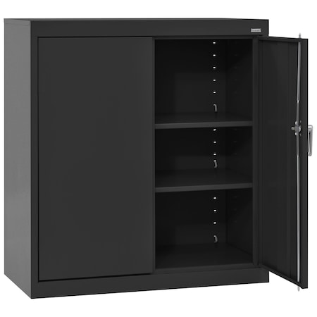 Sandusky Lee Shelving Storage Cabinet, 36 in H, 36 in W, 24 in D, Swing, Keyed, Black, 3 Shelves CA21362436-09