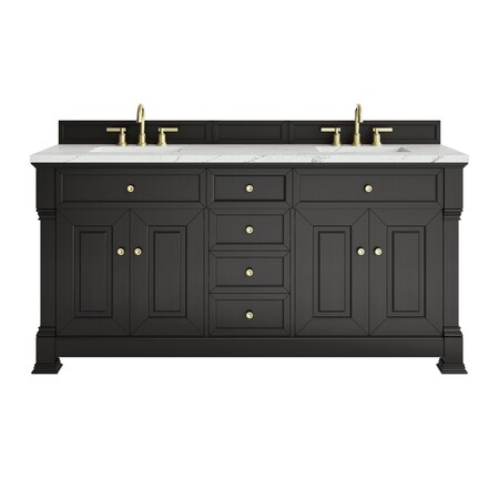 James Martin Vanities Brookfield 72 in. Double Vanity, Black Onyx w/ 3 CM Ethereal Noctis Silestone Top 547-V72-BKO-3ENC
